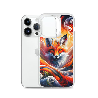Abstraktes Kunstwerk, das den Geist der Alpen verkörpert. Leuchtender Fuchs in den Farben Orange, Rot, Weiß - iPhone Schutzhülle (durchsichtig) camping xxx yyy zzz