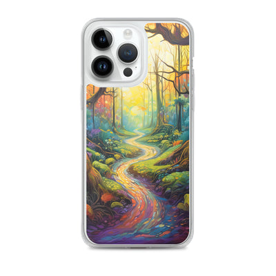 Wald und Wanderweg - Bunte, farbenfrohe Malerei - iPhone Schutzhülle (durchsichtig) camping xxx iPhone 14 Pro Max