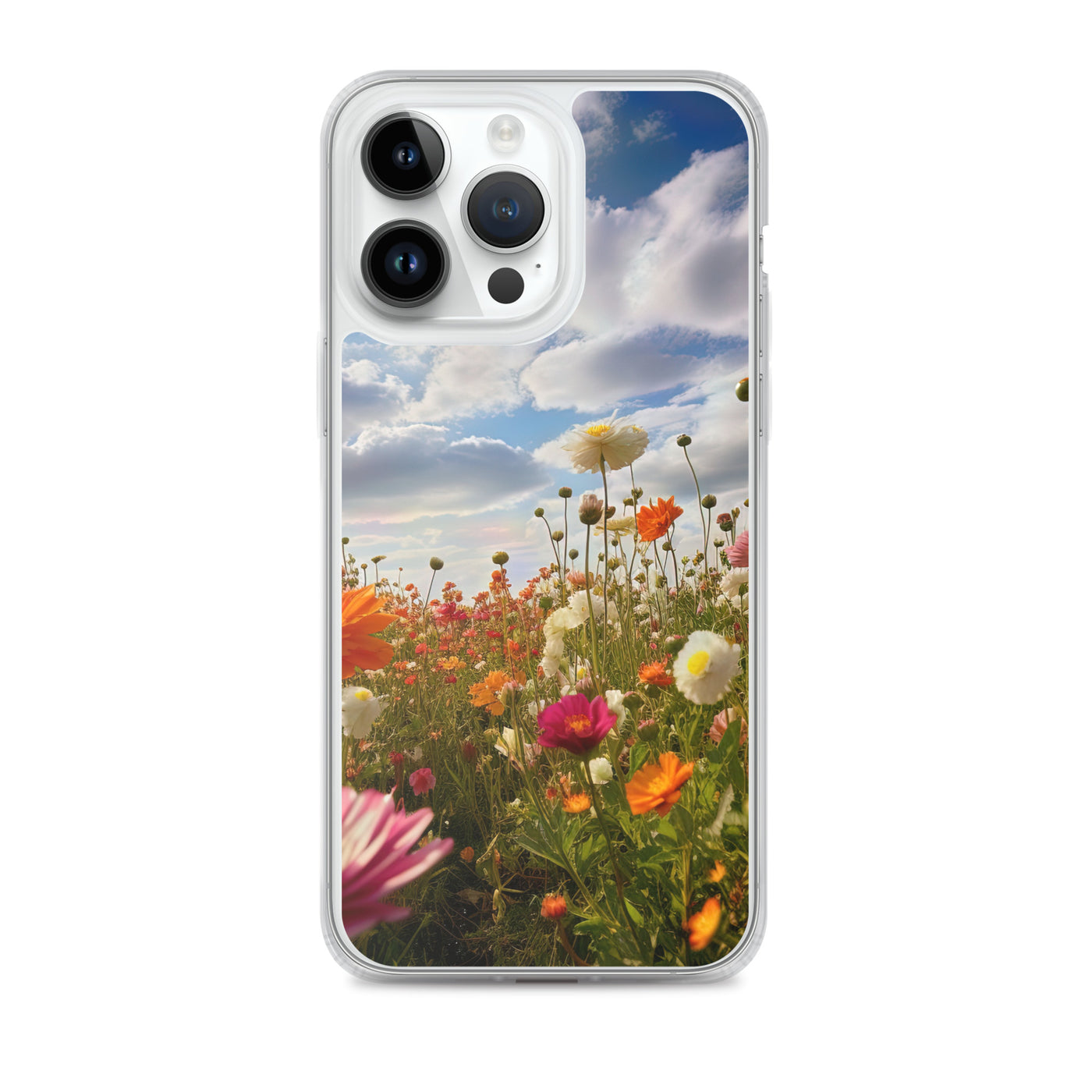 Blumenfeld und Sonnenschein - iPhone Schutzhülle (durchsichtig) camping xxx iPhone 14 Pro Max