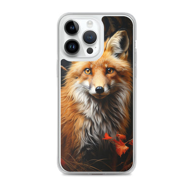 Fuchs Porträt und Herbstblätter - Malerei - iPhone Schutzhülle (durchsichtig) camping xxx iPhone 14 Pro Max