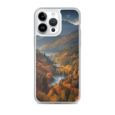Berge, Wald und Nebel - Malerei - iPhone Schutzhülle (durchsichtig) berge xxx iPhone 14 Pro Max