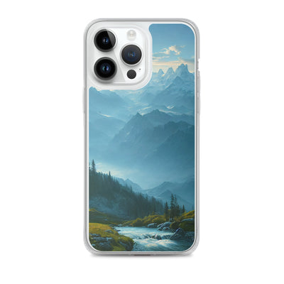 Gebirge, Wald und Bach - iPhone Schutzhülle (durchsichtig) berge xxx iPhone 14 Pro Max