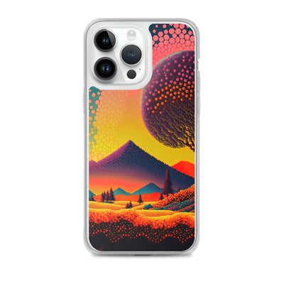 Berge und warme Farben - Punktkunst - iPhone Schutzhülle (durchsichtig) berge xxx iPhone 14 Pro Max