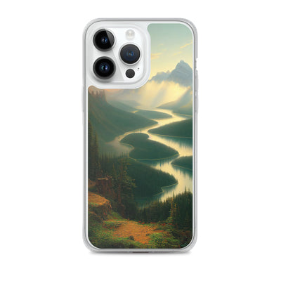 Landschaft mit Bergen, See und viel grüne Natur - Malerei - iPhone Schutzhülle (durchsichtig) berge xxx iPhone 14 Pro Max