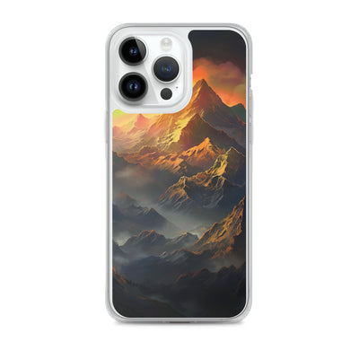 Wunderschöne Himalaya Gebirge im Nebel und Sonnenuntergang - Malerei - iPhone Schutzhülle (durchsichtig) berge xxx iPhone 14 Pro Max