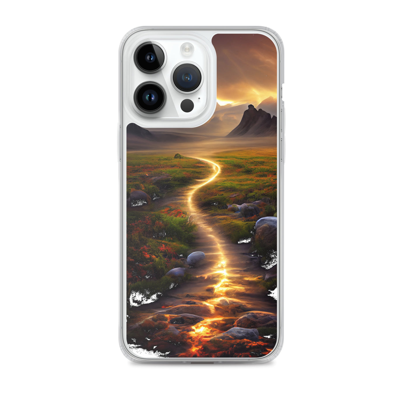Landschaft mit wilder Atmosphäre - Malerei - iPhone Schutzhülle (durchsichtig) berge xxx iPhone 14 Pro Max