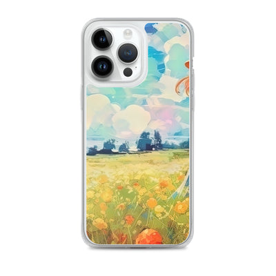 Dame mit Hut im Feld mit Blumen - Landschaftsmalerei - iPhone Schutzhülle (durchsichtig) camping xxx iPhone 14 Pro Max
