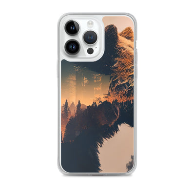 Bär und Bäume Illustration - iPhone Schutzhülle (durchsichtig) camping xxx iPhone 14 Pro Max
