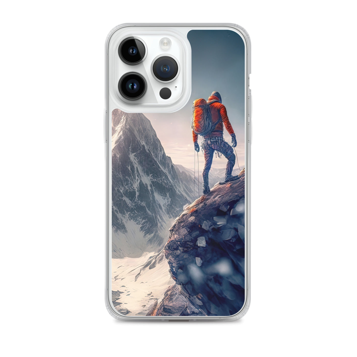 Bergsteiger auf Berg - Epische Malerei - iPhone Schutzhülle (durchsichtig) klettern xxx iPhone 14 Pro Max
