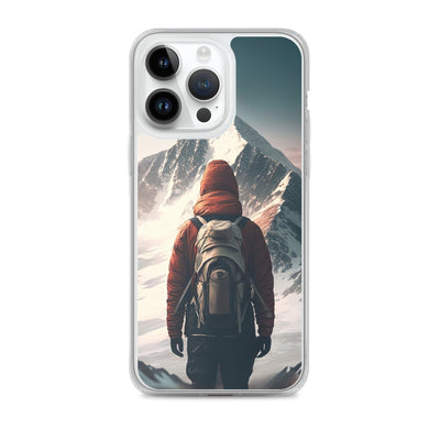 Wanderer von hinten vor einem Berg - Malerei - iPhone Schutzhülle (durchsichtig) berge xxx iPhone 14 Pro Max
