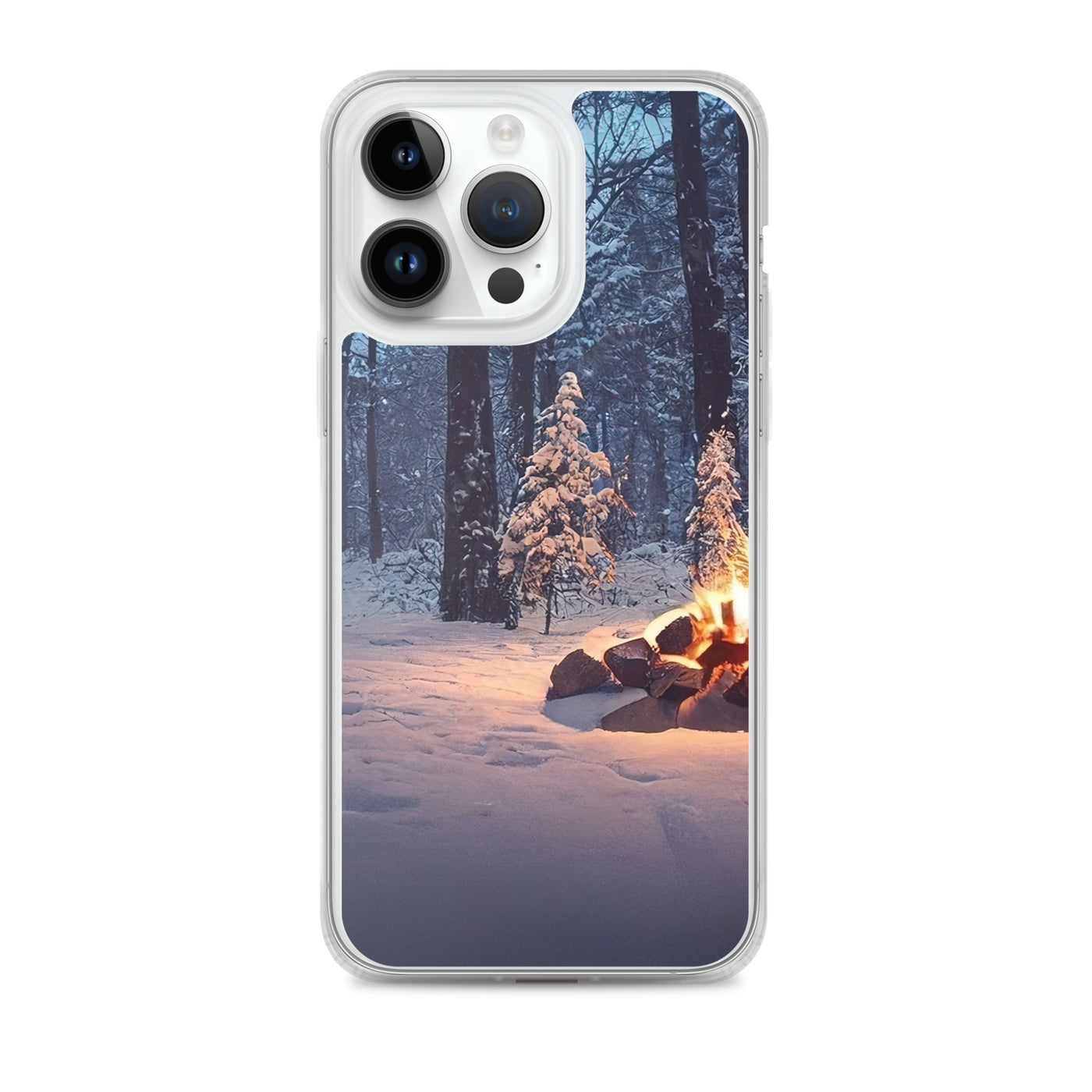 Lagerfeuer im Winter - Camping Foto - iPhone Schutzhülle (durchsichtig) camping xxx iPhone 14 Pro Max