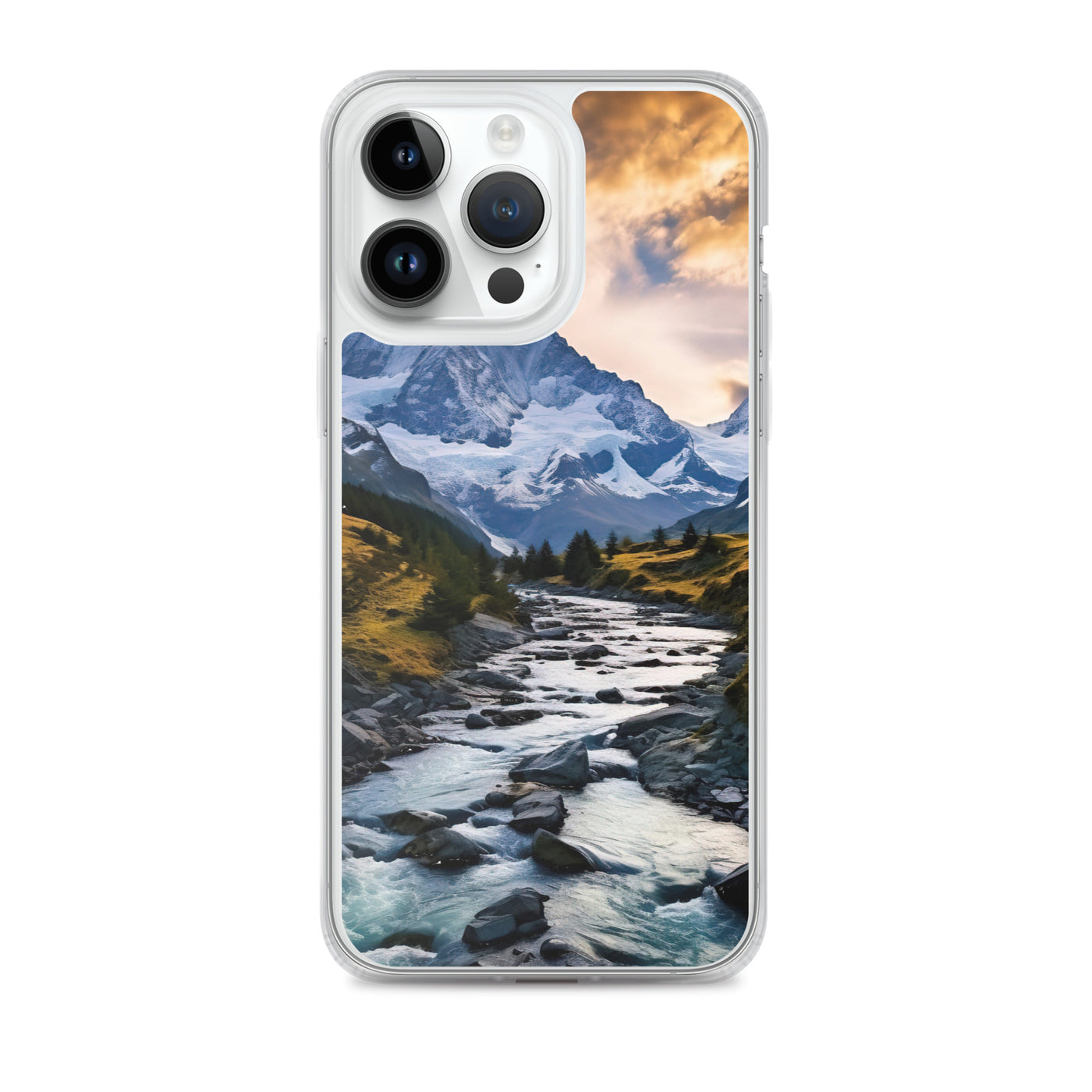 Berge und steiniger Bach - Epische Stimmung - iPhone Schutzhülle (durchsichtig) berge xxx iPhone 14 Pro Max