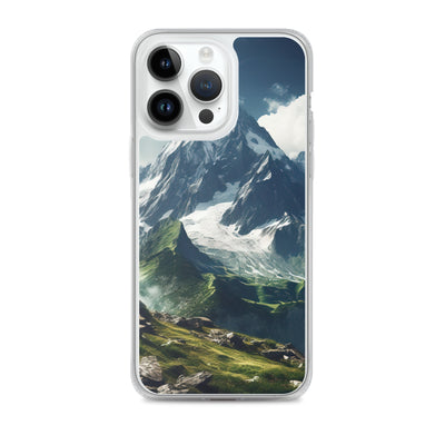 Gigantischer Berg - Landschaftsmalerei - iPhone Schutzhülle (durchsichtig) berge xxx iPhone 14 Pro Max