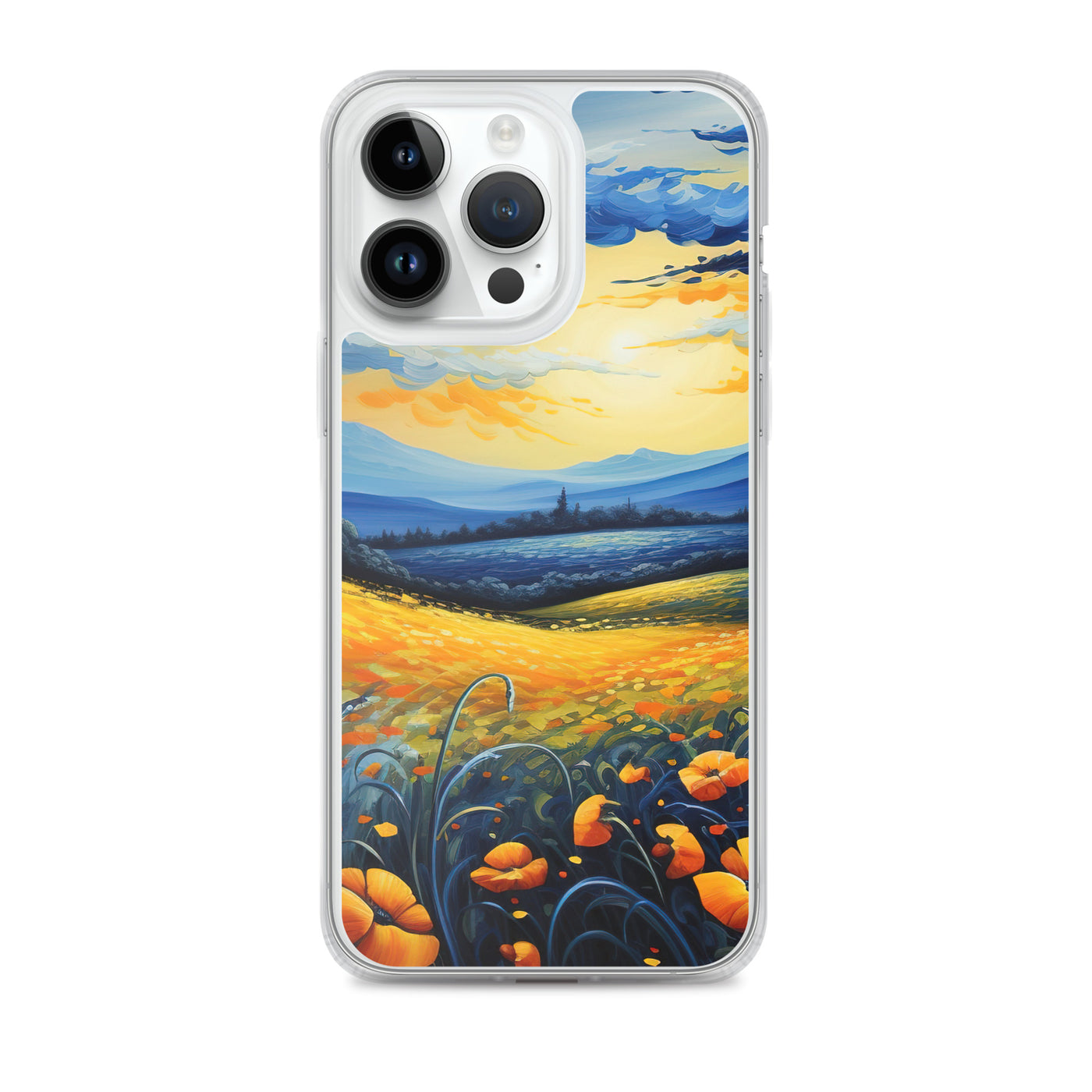 Berglandschaft mit schönen gelben Blumen - Landschaftsmalerei - iPhone Schutzhülle (durchsichtig) berge xxx iPhone 14 Pro Max