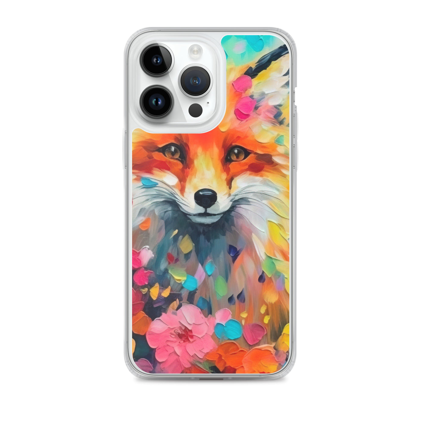Schöner Fuchs im Blumenfeld - Farbige Malerei - iPhone Schutzhülle (durchsichtig) camping xxx iPhone 14 Pro Max