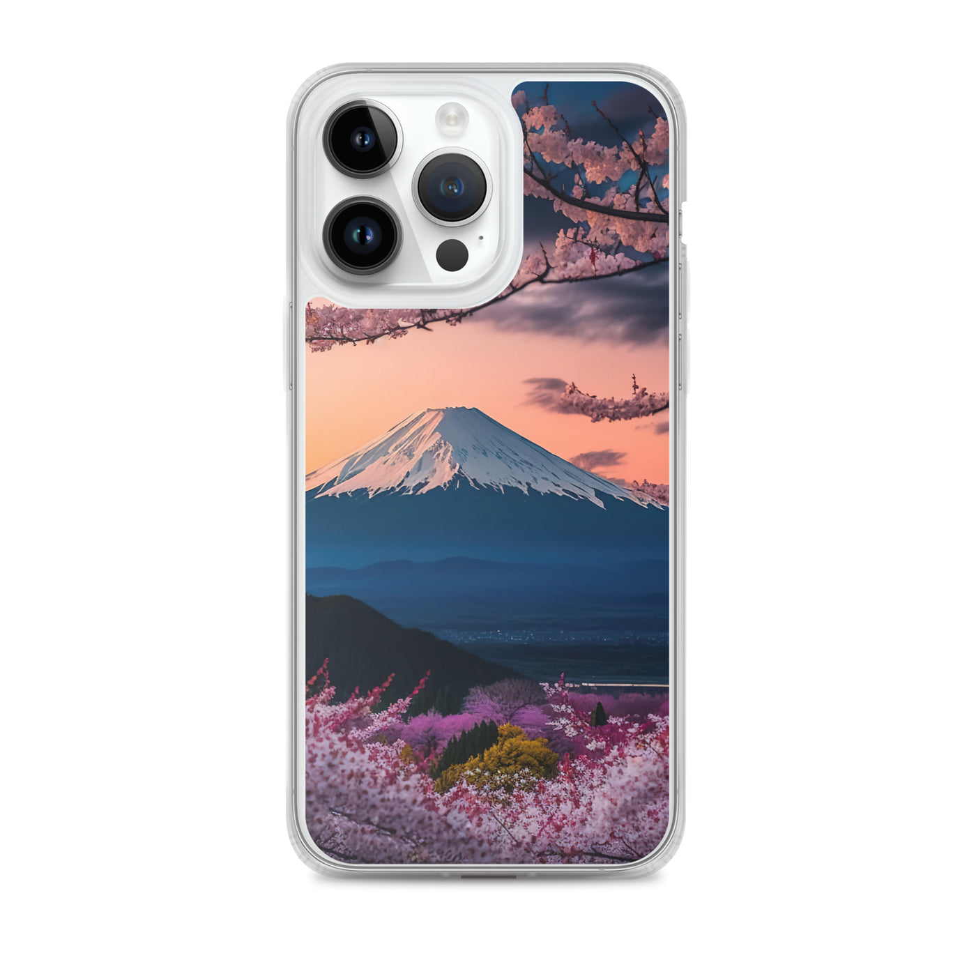 Berg - Pinke Bäume und Blumen - iPhone Schutzhülle (durchsichtig) berge xxx iPhone 14 Pro Max