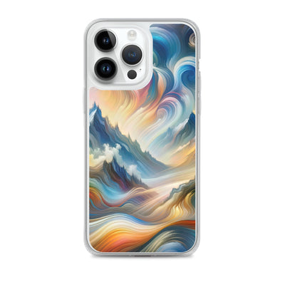 Ätherische schöne Alpen in lebendigen Farbwirbeln - Abstrakte Berge - iPhone Schutzhülle (durchsichtig) berge xxx yyy zzz iPhone 14 Pro Max