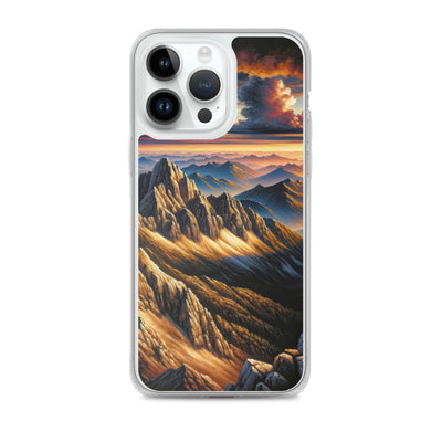 Alpen in Abenddämmerung: Acrylgemälde mit beleuchteten Berggipfeln - iPhone Schutzhülle (durchsichtig) berge xxx yyy zzz iPhone 14 Pro Max