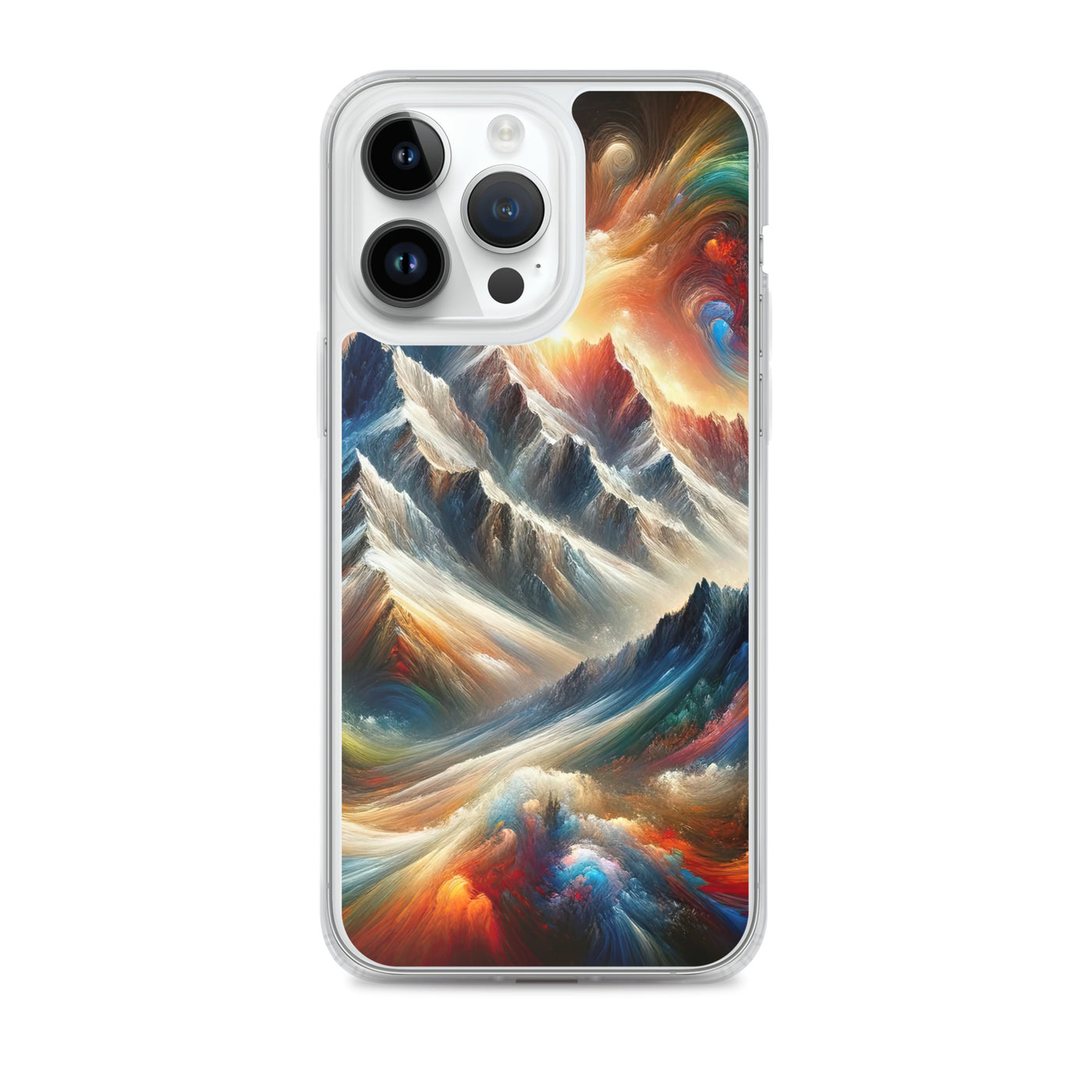 Expressionistische Alpen, Berge: Gemälde mit Farbexplosion - iPhone Schutzhülle (durchsichtig) berge xxx yyy zzz iPhone 14 Pro Max