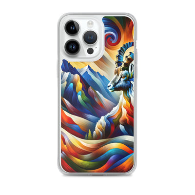 Alpiner Steinbock: Abstrakte Farbflut und lebendige Berge - iPhone Schutzhülle (durchsichtig) berge xxx yyy zzz iPhone 14 Pro Max
