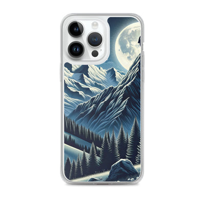 Steinbock in Alpennacht, silberne Berge und Sternenhimmel - iPhone Schutzhülle (durchsichtig) berge xxx yyy zzz iPhone 14 Pro Max