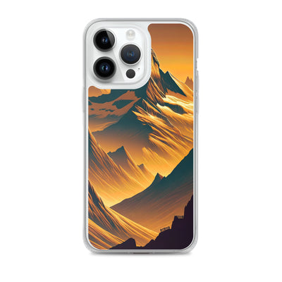 Fuchs in Alpen-Sonnenuntergang, goldene Berge und tiefe Täler - iPhone Schutzhülle (durchsichtig) camping xxx yyy zzz iPhone 14 Pro Max