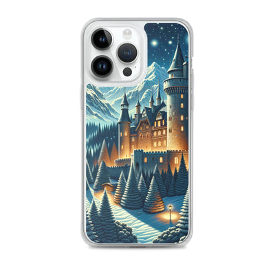 Mondhelle Schlossnacht in den Alpen, sternenklarer Himmel - iPhone Schutzhülle (durchsichtig) berge xxx yyy zzz iPhone 14 Pro Max
