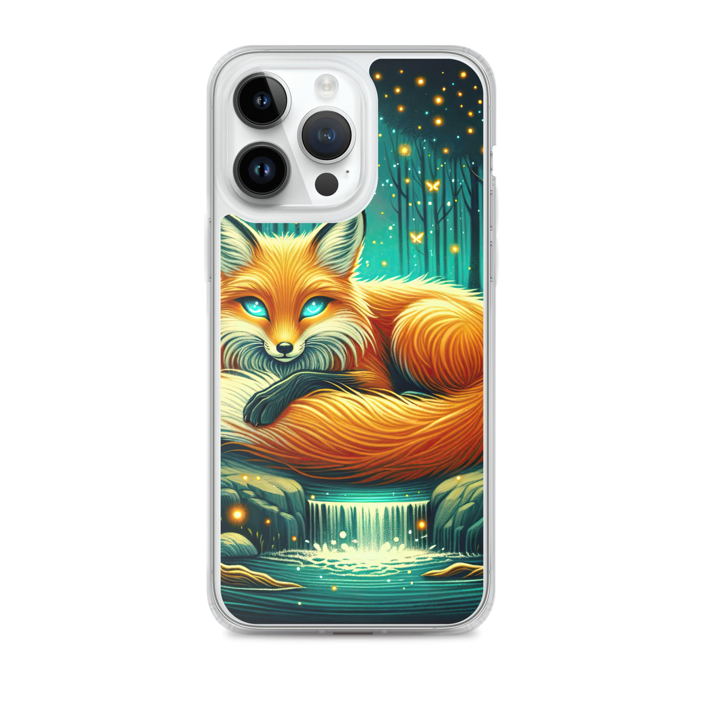 Bezaubernder Fuchs auf erleuchteter mystischer Waldlichtung - iPhone Schutzhülle (durchsichtig) camping xxx yyy zzz iPhone 14 Pro Max