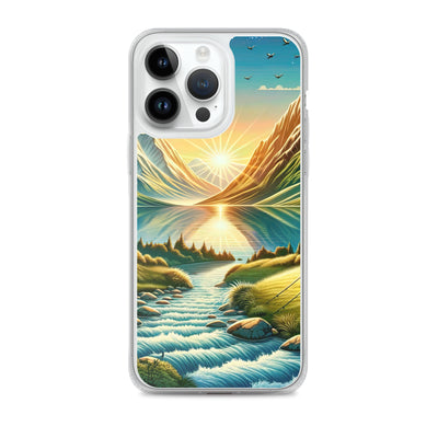 Zelt im Alpenmorgen mit goldenem Licht, Schneebergen und unberührten Seen - iPhone Schutzhülle (durchsichtig) berge xxx yyy zzz iPhone 14 Pro Max