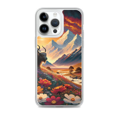 Magischer Alpenabend mit Hochlandkuh und goldener Sonnenkulisse - iPhone Schutzhülle (durchsichtig) berge xxx yyy zzz iPhone 14 Pro Max