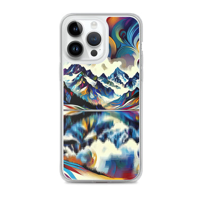 Alpensee im Zentrum eines abstrakt-expressionistischen Alpen-Kunstwerks - iPhone Schutzhülle (durchsichtig) berge xxx yyy zzz iPhone 14 Pro Max