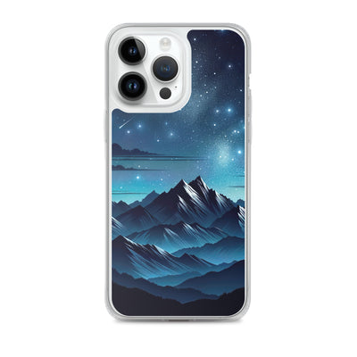 Alpen unter Sternenhimmel mit glitzernden Sternen und Meteoren - iPhone Schutzhülle (durchsichtig) berge xxx yyy zzz iPhone 14 Pro Max
