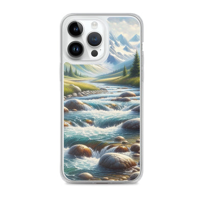 Ölgemälde eines Gebirgsbachs durch felsige Landschaft - iPhone Schutzhülle (durchsichtig) berge xxx yyy zzz iPhone 14 Pro Max