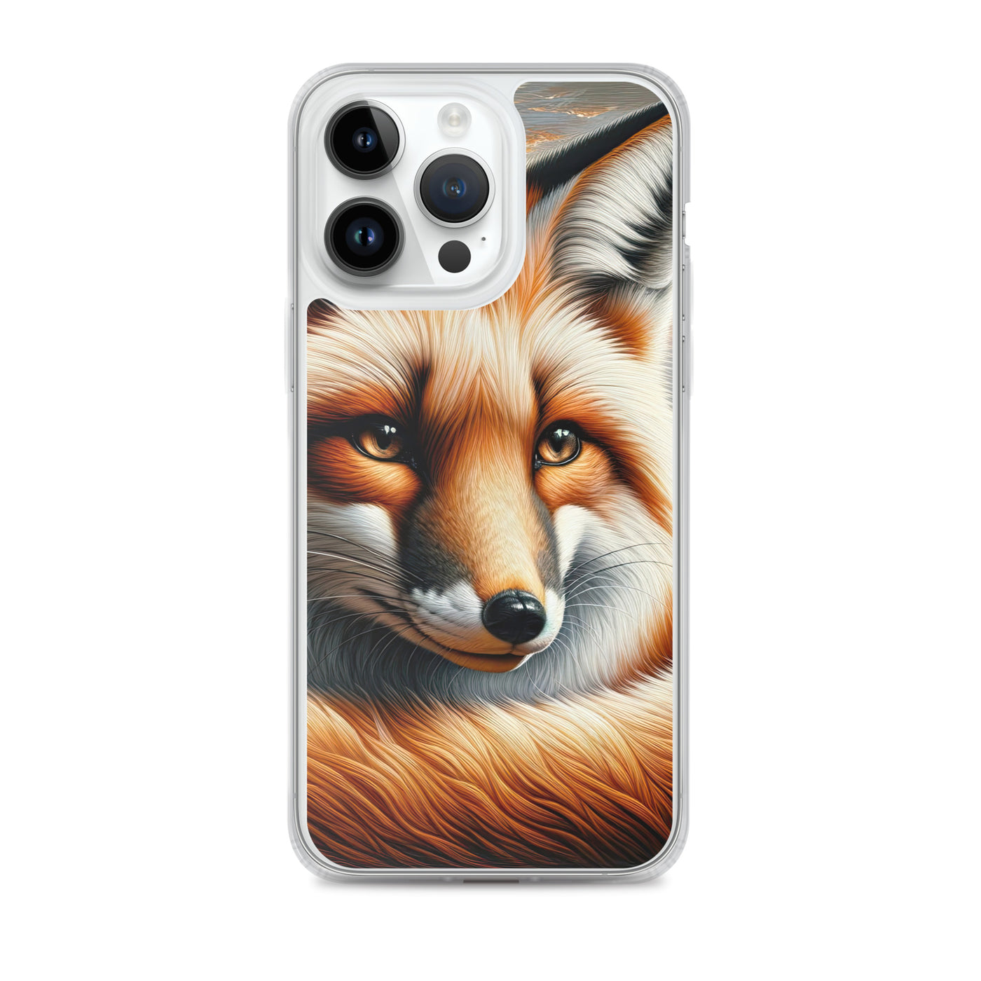 Ölgemälde eines nachdenklichen Fuchses mit weisem Blick - iPhone Schutzhülle (durchsichtig) camping xxx yyy zzz iPhone 14 Pro Max