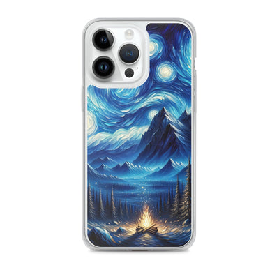 Sternennacht-Stil Ölgemälde der Alpen, himmlische Wirbelmuster - iPhone Schutzhülle (durchsichtig) berge xxx yyy zzz iPhone 14 Pro Max