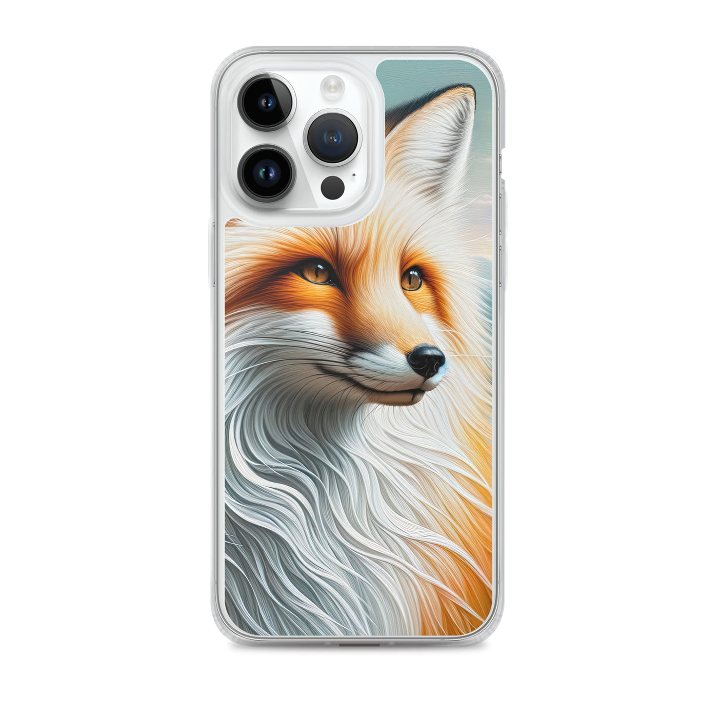 Ölgemälde eines anmutigen, intelligent blickenden Fuchses in Orange-Weiß - iPhone Schutzhülle (durchsichtig) camping xxx yyy zzz iPhone 14 Pro Max