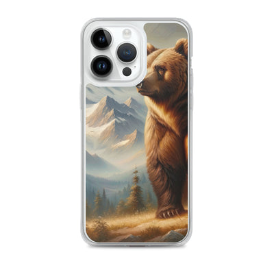 Ölgemälde eines königlichen Bären vor der majestätischen Alpenkulisse - iPhone Schutzhülle (durchsichtig) camping xxx yyy zzz iPhone 14 Pro Max