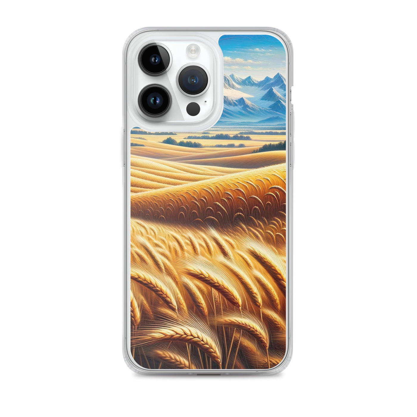 Ölgemälde eines weiten bayerischen Weizenfeldes, golden im Wind (TR) - iPhone Schutzhülle (durchsichtig) xxx yyy zzz iPhone 14 Pro Max