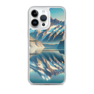 Ölgemälde eines unberührten Sees, der die Bergkette spiegelt - iPhone Schutzhülle (durchsichtig) berge xxx yyy zzz iPhone 14 Pro Max