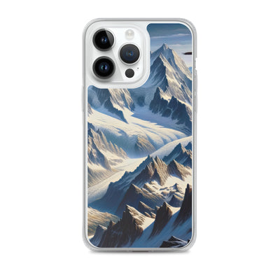 Ölgemälde der Alpen mit hervorgehobenen zerklüfteten Geländen im Licht und Schatten - iPhone Schutzhülle (durchsichtig) berge xxx yyy zzz iPhone 14 Pro Max
