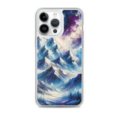 Alpenabstraktion mit dramatischem Himmel in Öl - iPhone Schutzhülle (durchsichtig) berge xxx yyy zzz iPhone 14 Pro Max