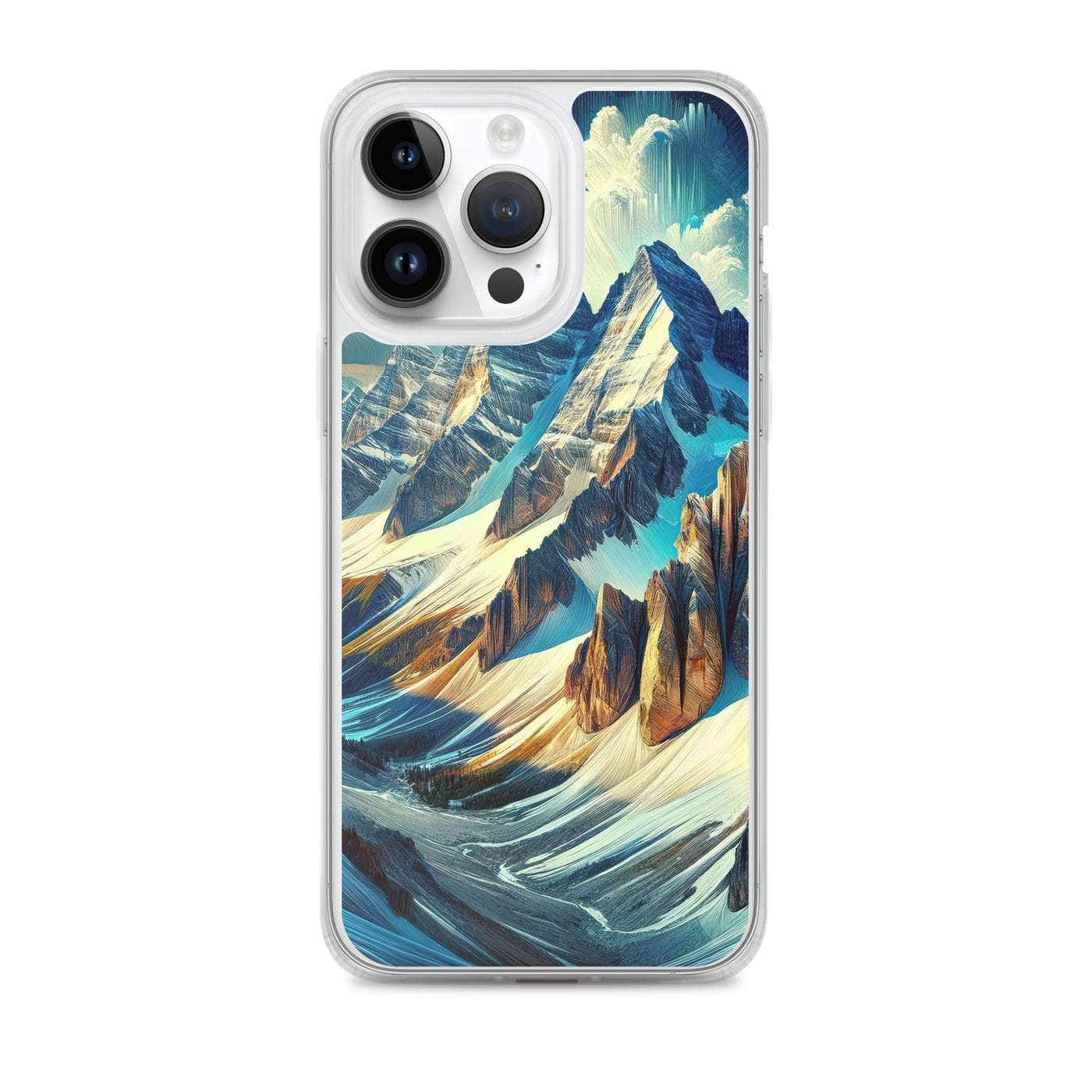 Majestätische Alpen in zufällig ausgewähltem Kunststil - iPhone Schutzhülle (durchsichtig) berge xxx yyy zzz iPhone 14 Pro Max