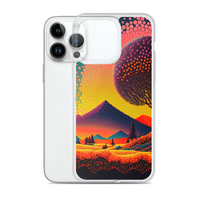 Berge und warme Farben - Punktkunst - iPhone Schutzhülle (durchsichtig) berge xxx