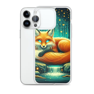 Bezaubernder Fuchs auf erleuchteter mystischer Waldlichtung - iPhone Schutzhülle (durchsichtig) camping xxx yyy zzz