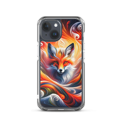 Abstraktes Kunstwerk, das den Geist der Alpen verkörpert. Leuchtender Fuchs in den Farben Orange, Rot, Weiß - iPhone Schutzhülle (durchsichtig) camping xxx yyy zzz iPhone 15