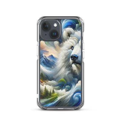 Abstrakte Alpen & Eisbär Kunst in dynamischen Farben - iPhone Schutzhülle (durchsichtig) camping xxx yyy zzz iPhone 15