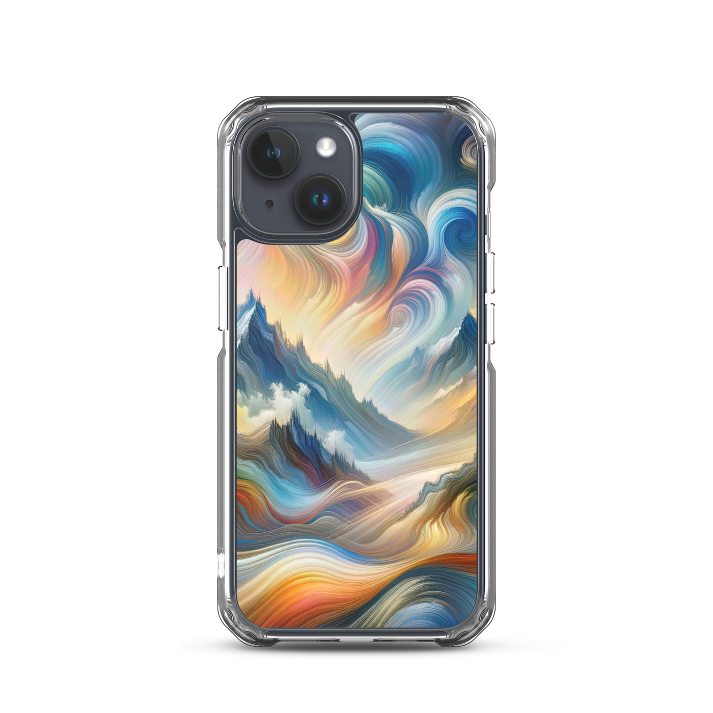 Ätherische schöne Alpen in lebendigen Farbwirbeln - Abstrakte Berge - iPhone Schutzhülle (durchsichtig) berge xxx yyy zzz iPhone 15