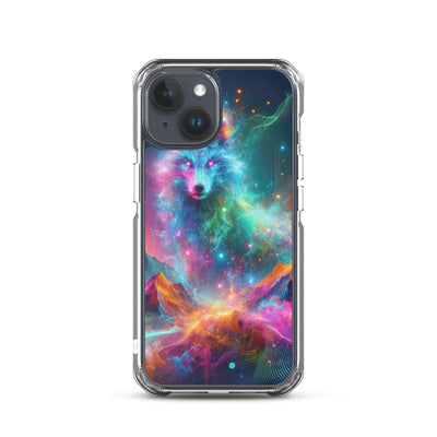 Alpen und Wolf: Lebendige Farben und schimmernde Lichtpartikel (AN) - iPhone Schutzhülle (durchsichtig) xxx yyy zzz iPhone 15