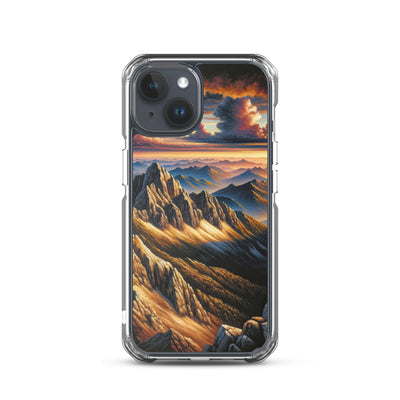Alpen in Abenddämmerung: Acrylgemälde mit beleuchteten Berggipfeln - iPhone Schutzhülle (durchsichtig) berge xxx yyy zzz iPhone 15