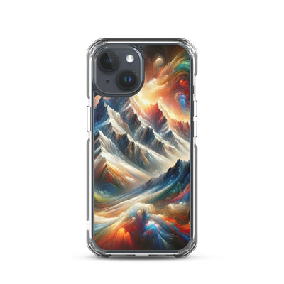 Expressionistische Alpen, Berge: Gemälde mit Farbexplosion - iPhone Schutzhülle (durchsichtig) berge xxx yyy zzz iPhone 15